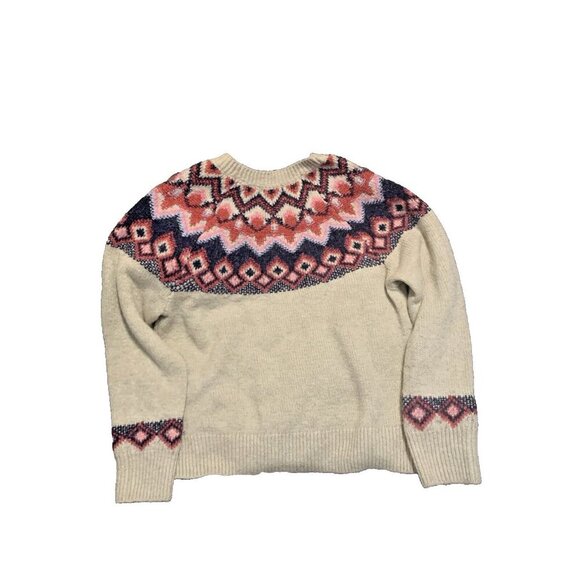 Women’s Fair Isle Wool Sweater Ivory Multicolor Diamond Pattern Sz M Nordiccore - Picture 11 of 13